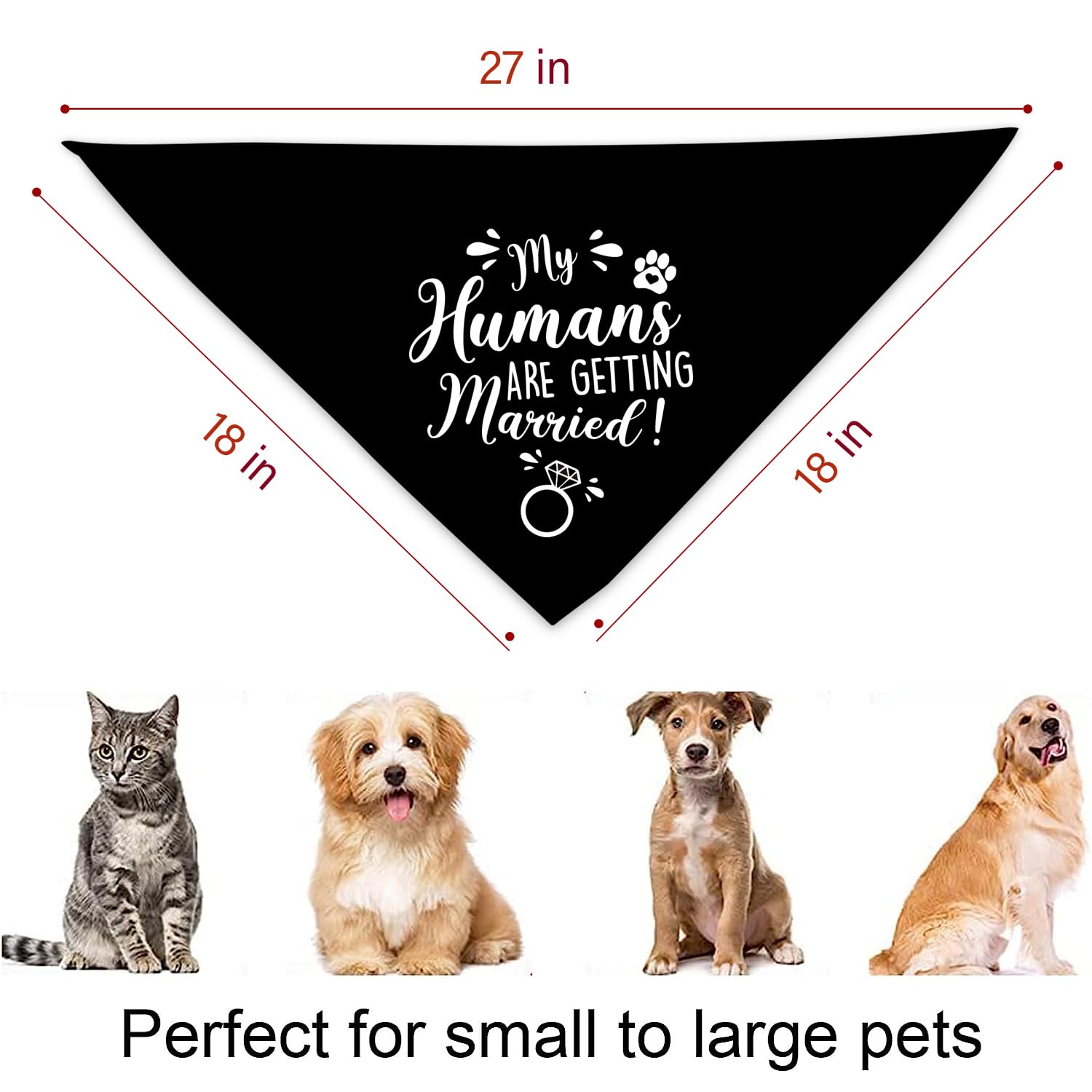 Kisjo 2 Pack My Humans Are Getting Married She Said Yes Dog Bandana, Funny Pet Triangle Scarf Bandanas Wedding Engagement Gift,