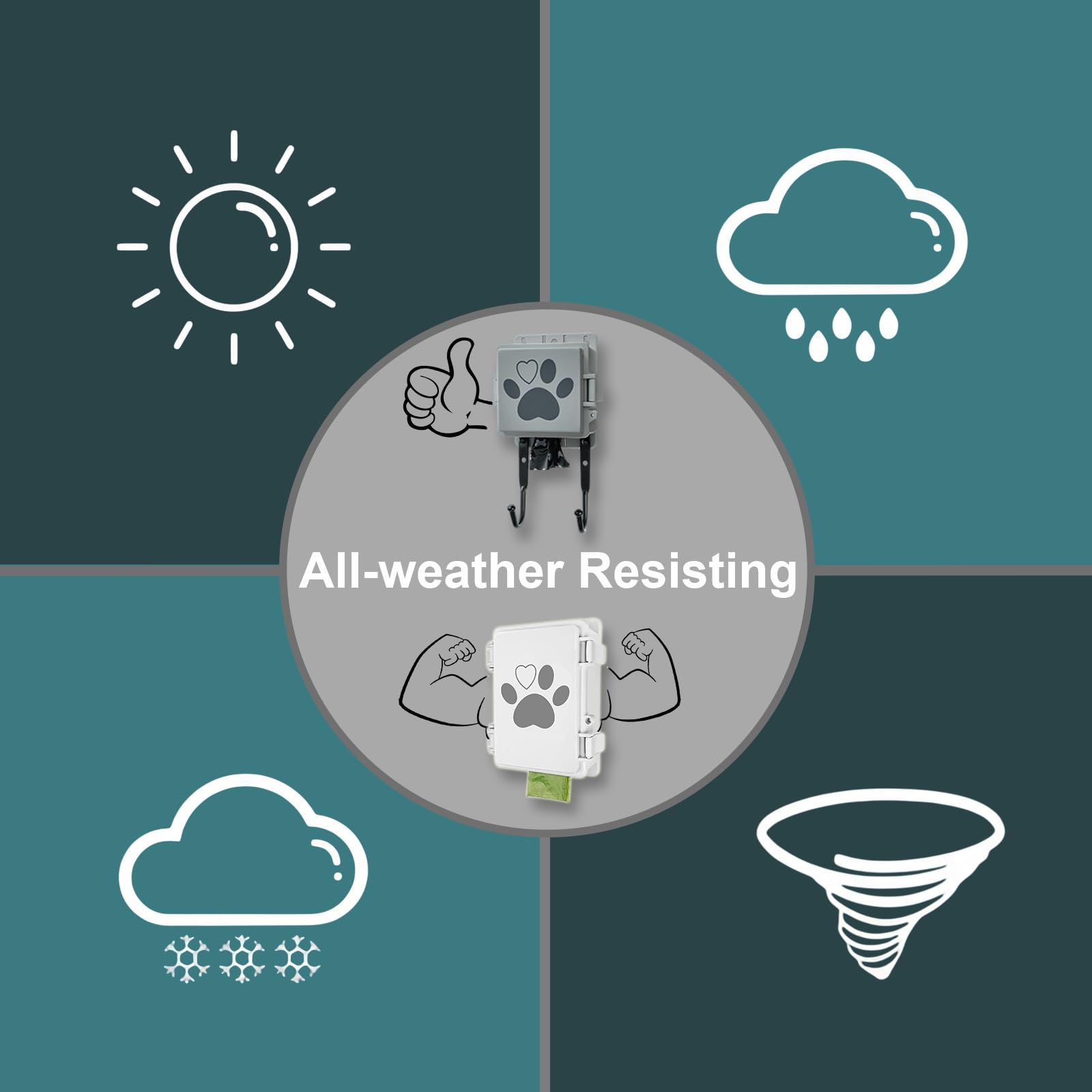 Dog Poop Bag Dispenser Outdoor Or Indoor Pet Waste Bag Wall Holder, Screw On, Strap On, Stick On, 2 Pcs Set, 2 Sizes, Doggy Poop