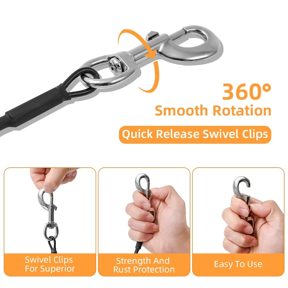 Mi Metty Dog Tie Out Cable,50Ft Dog Run Cable,Tie-Out Cable For Small Dogs Up To 60 Lbs,Dogs Leash Tether For Yard,Camping And O