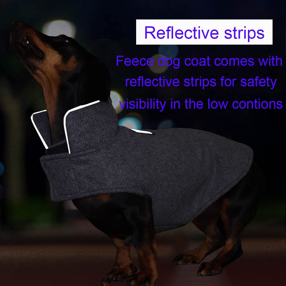 Fleece Dog Coat Pet Jacket Reflective For Cold Weather For Extra Large To Small Pets(Grey,M)