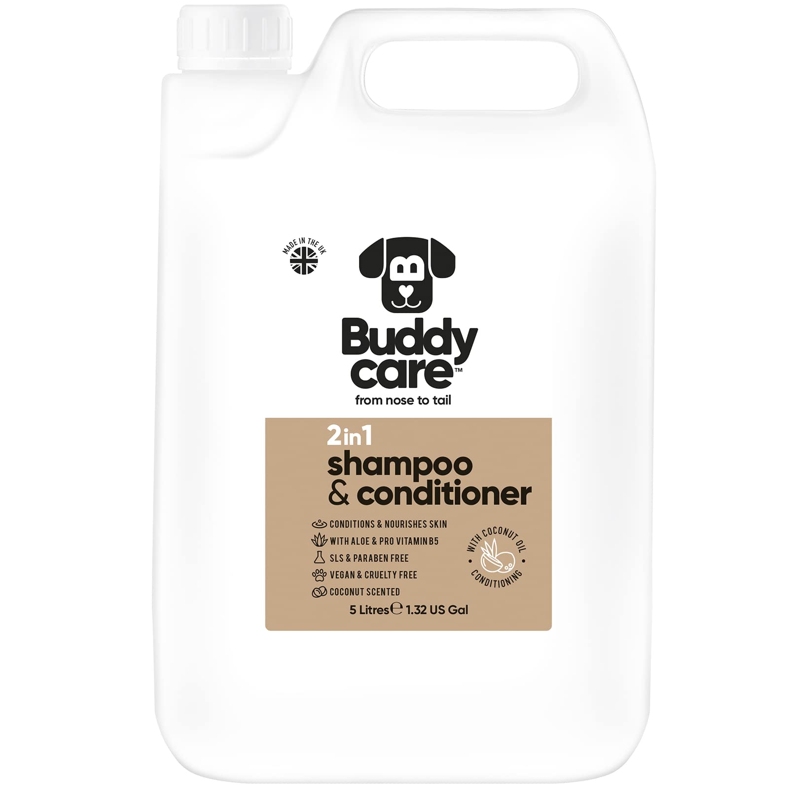 2In1 Dog Shampoo & Conditioner By Buddycare | Coconut Scented | With Aloe Vera And Pro Vitamin B5 (169.07Oz)