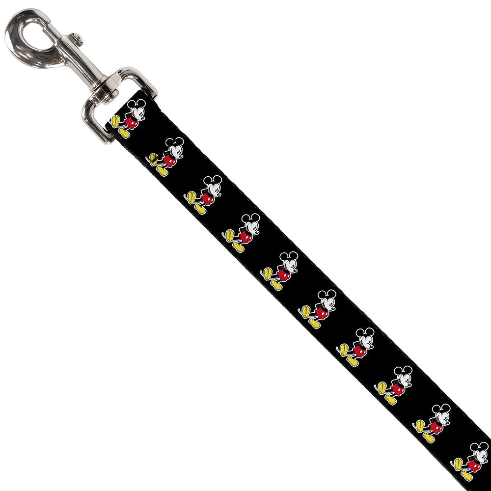 Dog Leash Classic Mickey Mouse Pose Black 4 Feet Long 1.0 Inch Wide