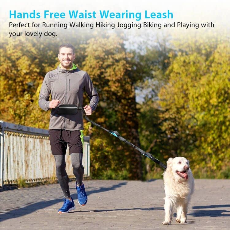 Uppetly Hands Free Dog Running Leash with Zipper Pouch, Dual Handle, Elastic Bungees Retractable Rope for Medium and Large Dogs,