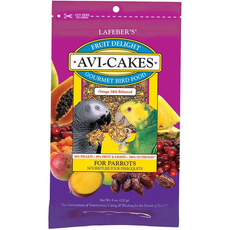 LAFEBERS Fruit Delight Avi-Cakes Pet Bird Food, Made with Non-GMO and Human-Grade Ingredients, for Parrots (8 oz Pack of 1)