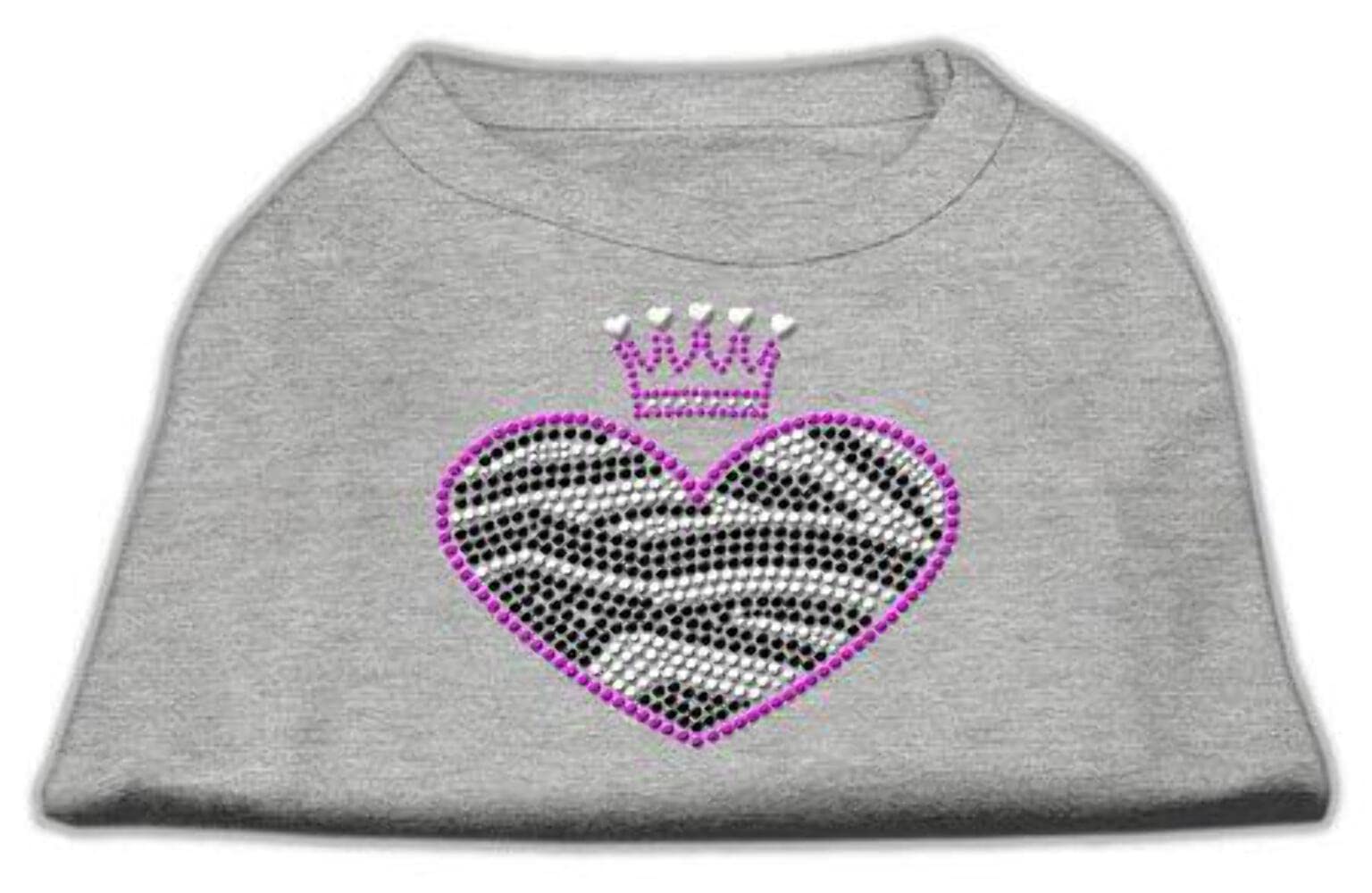Mirage Pet Products Zebra Heart Rhinestone Dog Shirt, Large, Grey