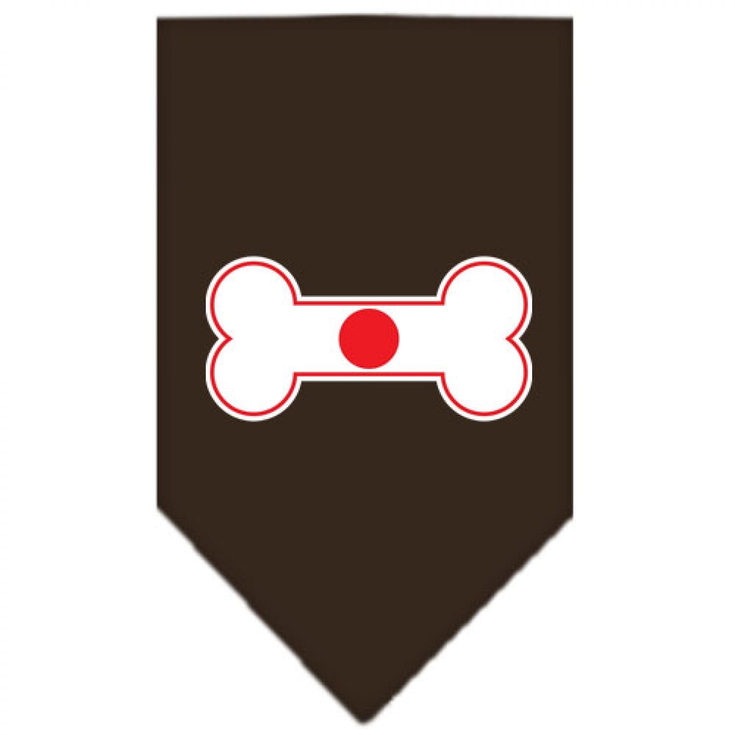 Mirage Pet Products Bone Flag Japan Screen Print Bandana for Pets, Large, Cocoa