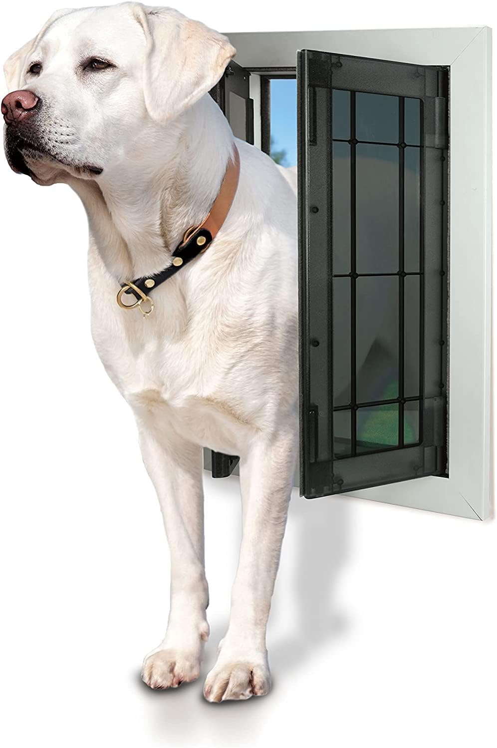 Large Swing Dog Door - Rustproof Solid Aluminum Frame - Luxury Pet Door For Wooden And Metal Doors - Lockable Security Slide Pan