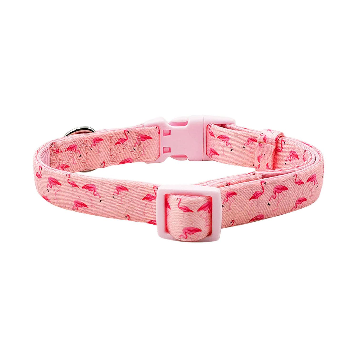 Olahibi Neoprene Padded Dog Collar, Soft And Comfortable, Flamingo Pattern, For Large Dogs.(Large, Pink Flamingo)