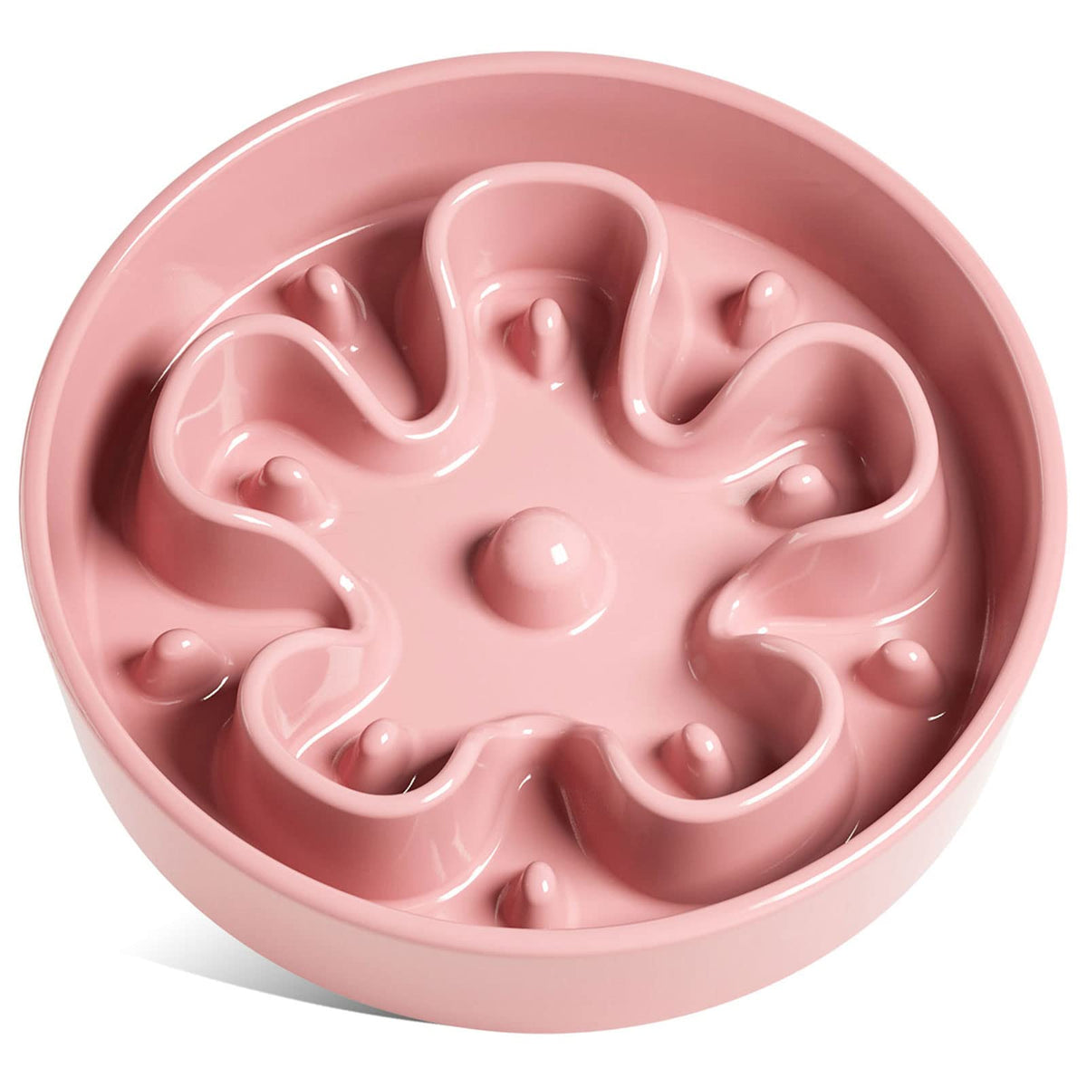 Le Tauci Slow Feeder Dog Bowls Ceramic, 3 Cups Slow Feeding Dog Bowl Medium Large Breed, Maze Dog Bowl For Fast Eaters, Dog Dishes To Slow Down Eating, Puzzle Dog Food Bowl, Dog Maze Bowl, Bloompink