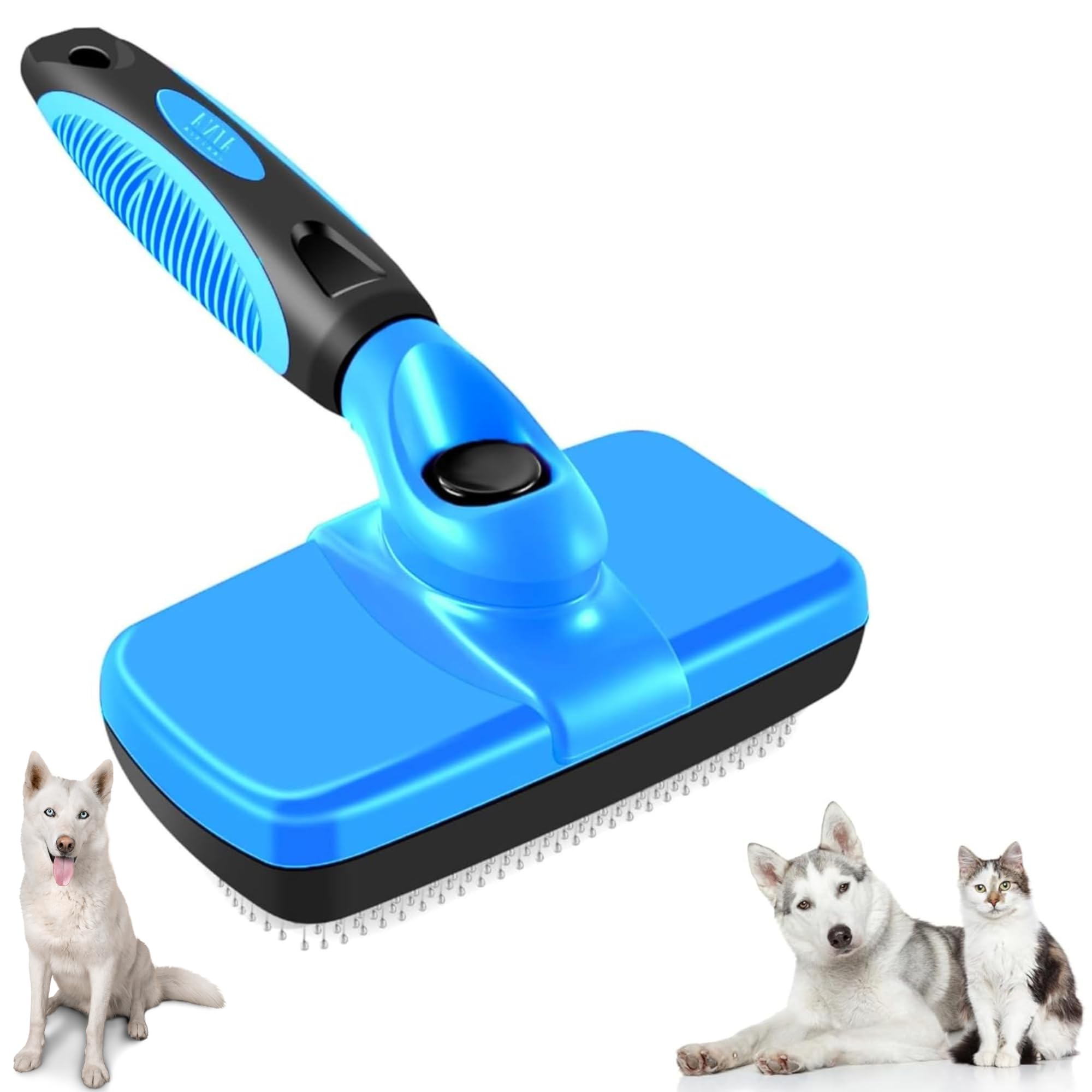Aina Self-Cleaning Pet Grooming Brush | Pet Slicker Brush For Dogs & Cats Detangling & Fur Removal With Click Clean Button | Eff