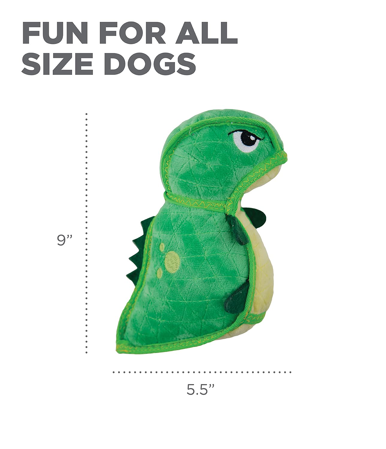 Outward Hound Xtreme Seamz Dino Squeaky Plush Dog Toy - Reinforced Dense Stuffing Plush Toy