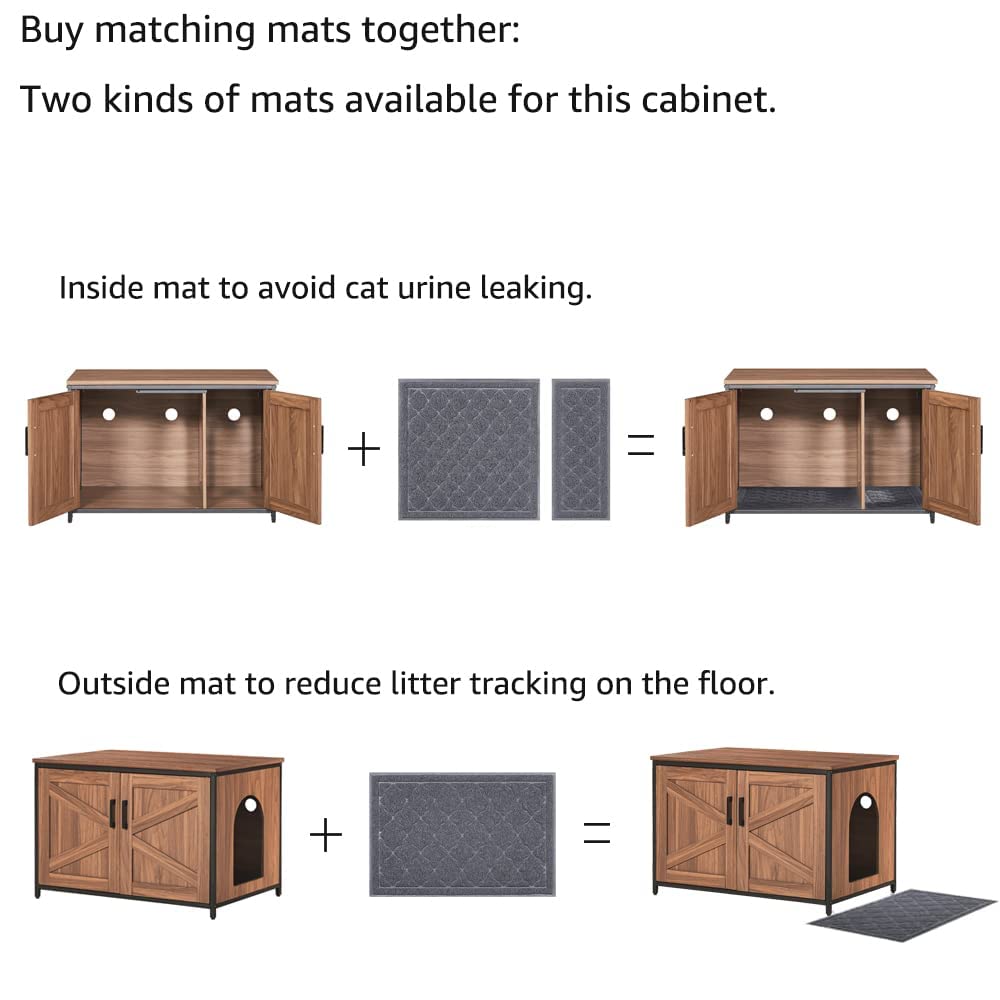 Unipaws Cat Litter Box Enclosure With Open Top, Suitable For Large Cat, High Jumbo Litter Box, Automatic Litter Box Hidden, Cat House, Privacy Cat Washroom Bench (Walnut)