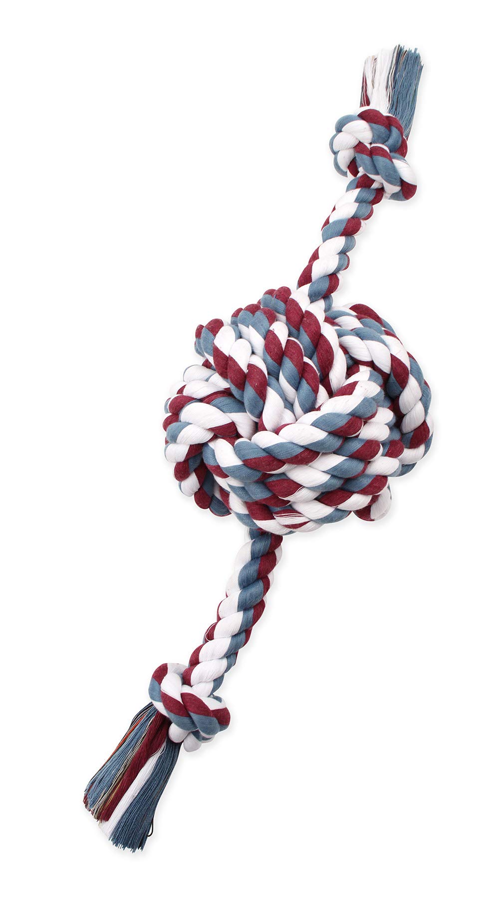 Mammoth Pet Products Flossy Chews Colossal 25-Inch Color Monkey Fist Ball With Rope Ends, Assorted Colors, Multicolor (20166F)