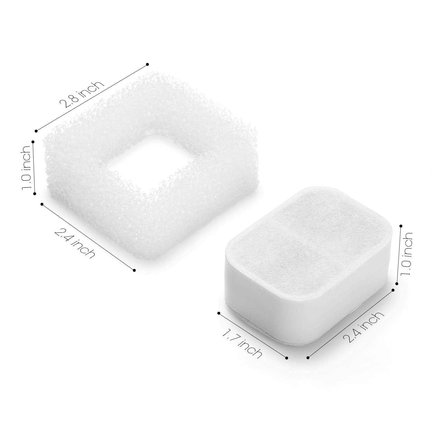 Ipettie Replacement Filters For Tritone And Fiumi Ceramic Fountain | 4 Carbon Filters And 1 Foam Filter