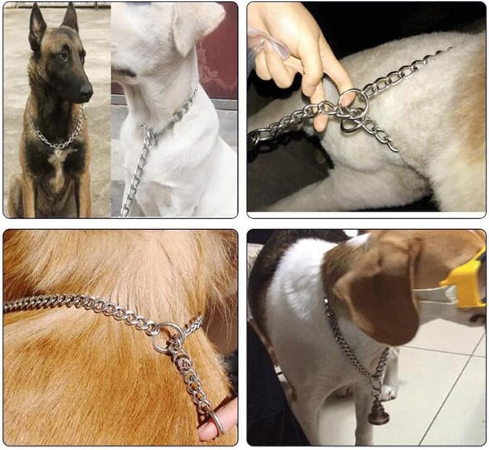 Chain Dog Choker Collar For Large Dogs, Metal Slip Link Training Heavy Duty Dog Choke Collar Martingale Puppy Collars For Small