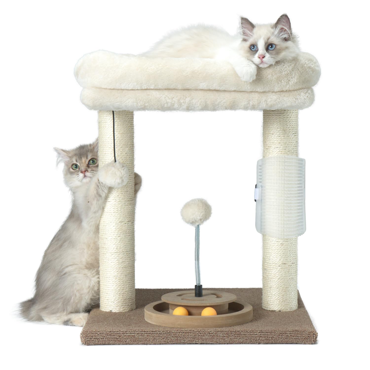 Pawsfans Cat Tree Scratching Post,Small Cat Tower With Perch Bed Scratch For Indoor Cats And Kittens Scratcher.Track Toy Hanging