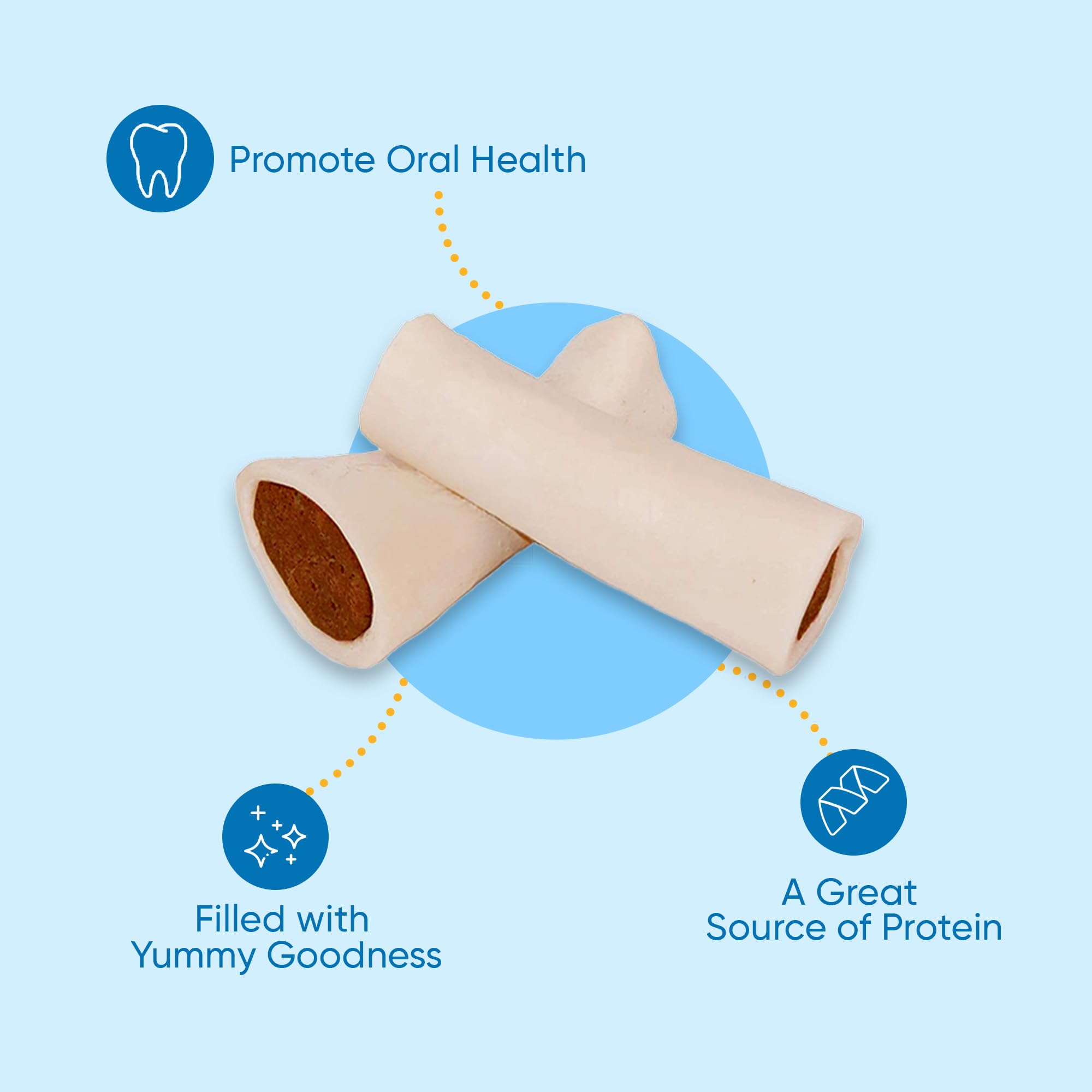 123 Treats, Filled Dog Bones for Large Dogs, Stuffed Peanut Butter Shin for Dogs (5 to 6 Beef Bones - 4 Count) Long Lasting Dog