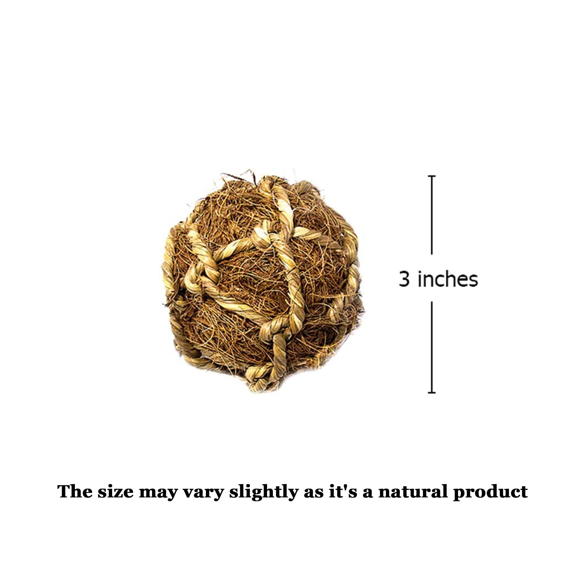 Sungrow Guinea Pig Coconut Fiber Balls, Improves Oral Wellness, Environment Friendly, Stress Reliever, Ideal For Chew Item For Rabbits, Chinchilla & Kitten (3 Pieces)