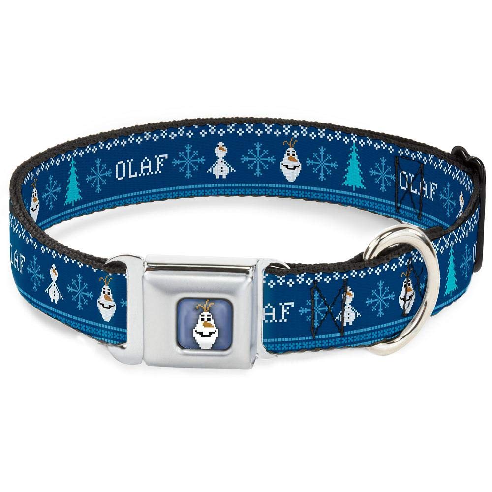 Buckle-Down Seatbelt Buckle Dog Collar - Anna & Hans/Anna & Kristoff Poses - 1' Wide - Fits 9-15' Neck - Small