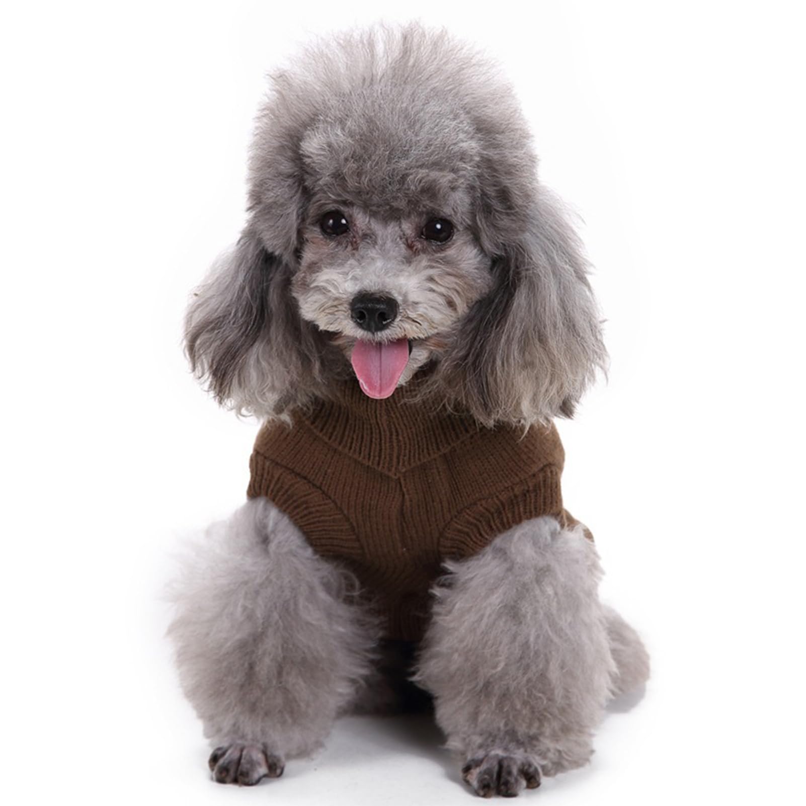 Chborchicen Small Dog Sweaters Knitted Pet Cat Sweater Warm Dog Sweatshirt Dog Winter Clothes Kitten Puppy Sweater (Xx-Small, Br