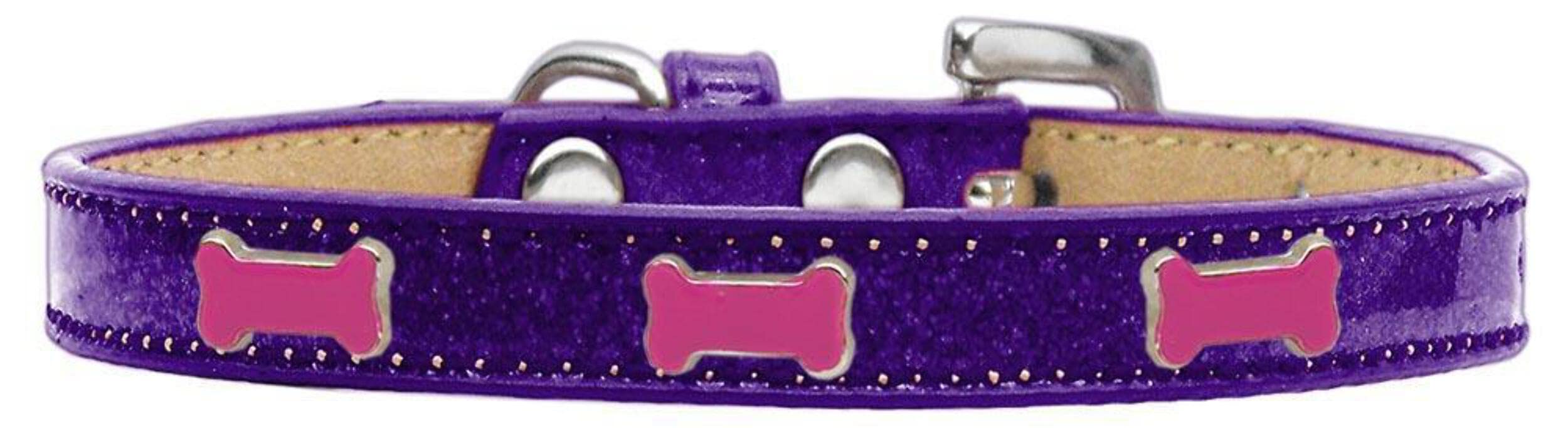 Mirage Pet Products 633-3 BK12 Pink Bone Widget Dog Collar Black Ice Cream, Size 12