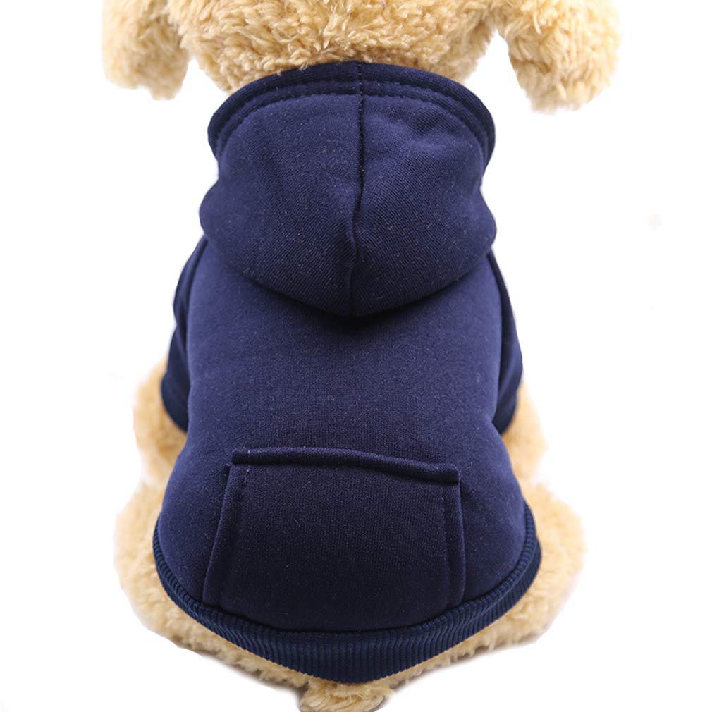 Jecikelon Winter Dog Hoodie Sweatshirts With Pockets Warm Dog Clothes For Small Dogs Chihuahua Coat Clothing Puppy Cat Custume (Medium, Navy)