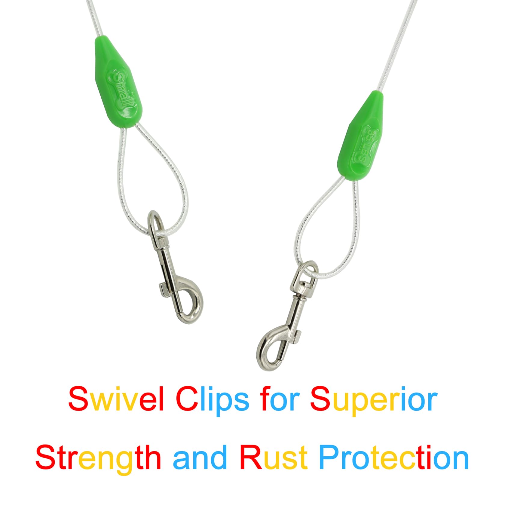 Petest 15Ft Reflective Tie-Out Cable For Small Dogs Up To 35 Pounds