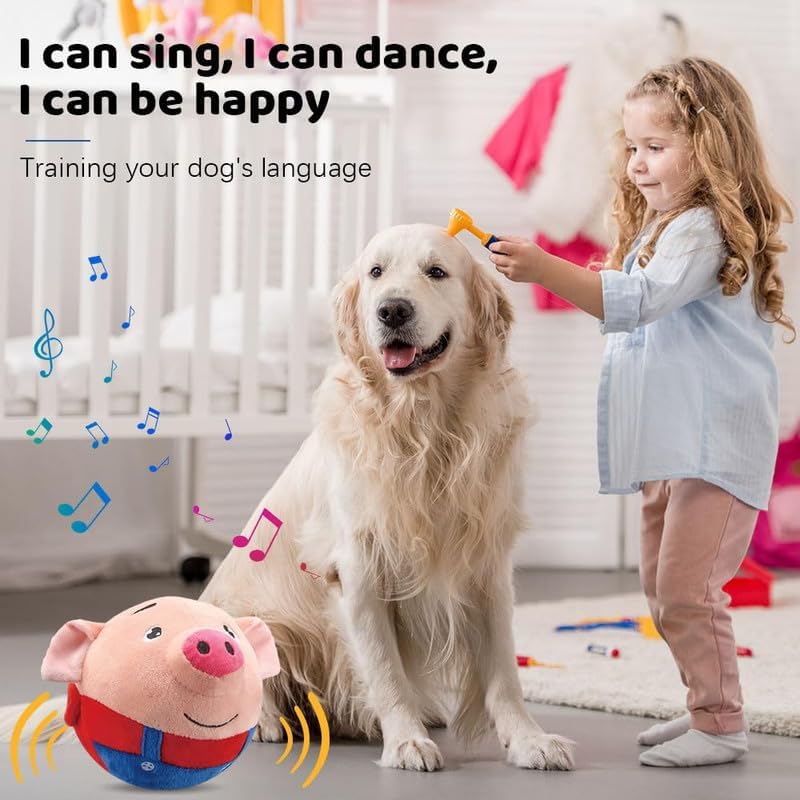 Geojec Interactive Dog Toys,Jumping Squeaky Dog Toys With Recording And Music Modes,Activated Dog Toy Moving Dog Toy For Small/M