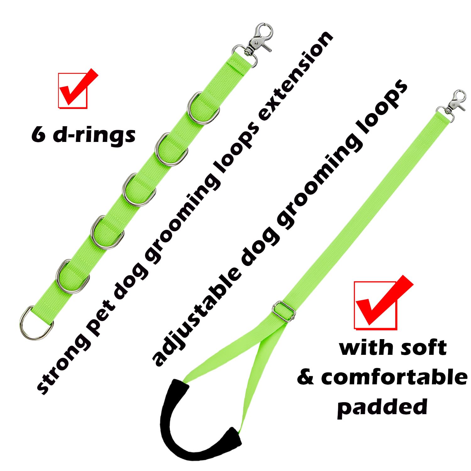 Dog Grooming Belly Straps Green Pet Grooming Supplies 3 Sets Professional Dogs Belly Band Pets Dogs Groomer Extension Strap Tabl