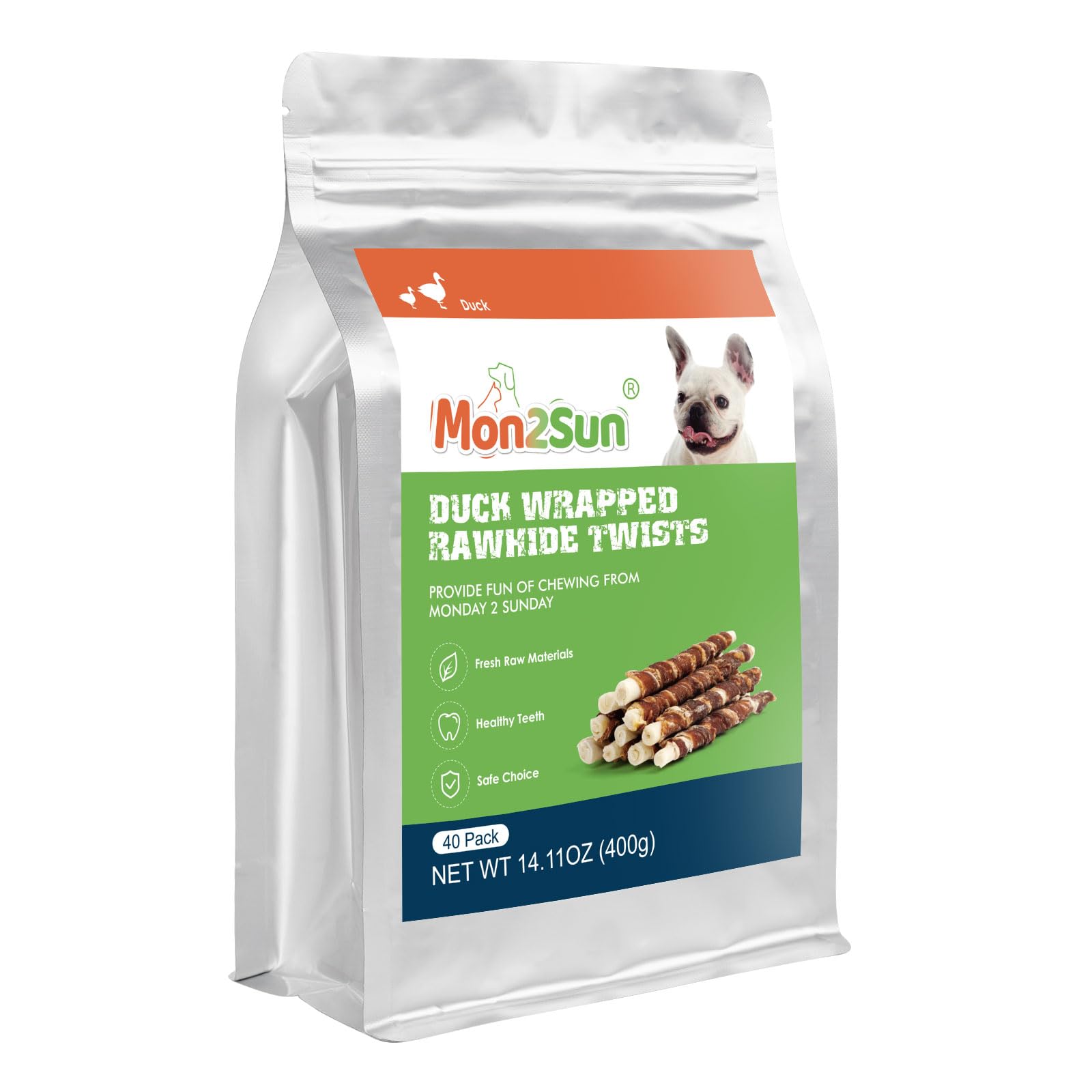 MON2SUN Duck Wrapped Rawhide Dog Treats, 14.11 oz - Dental Health Snacks for Puppies & Small Dogs