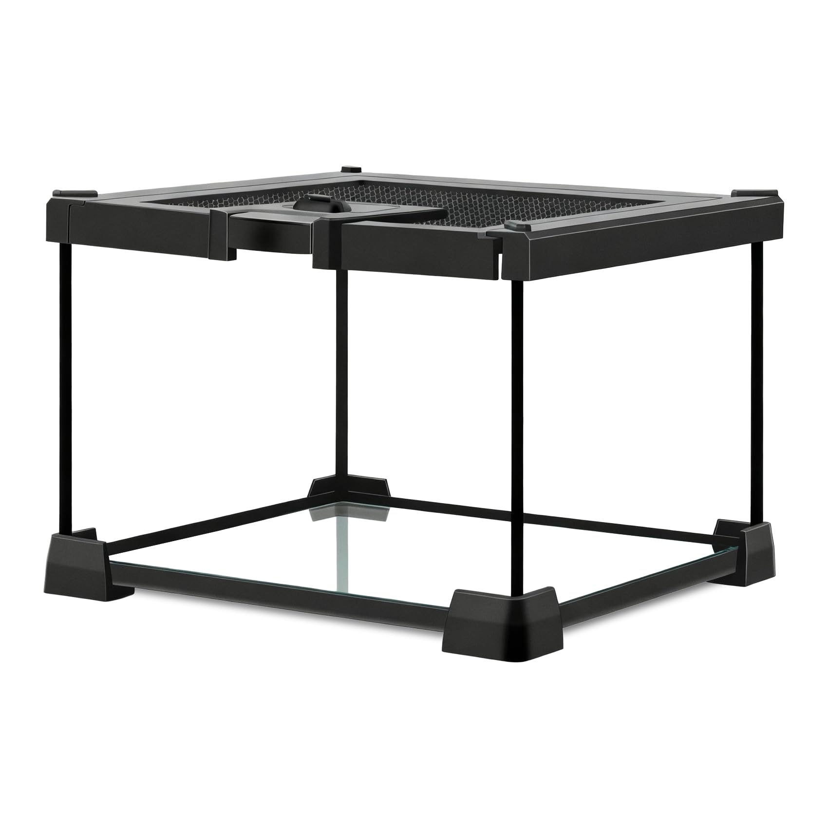 LURMMUE Mini Glass Terrarium Tank 8x8x6 with Top-Opening Mesh Lid, 360 Clear View, Ventilated Enclosure for Tarantulas, Jumping 