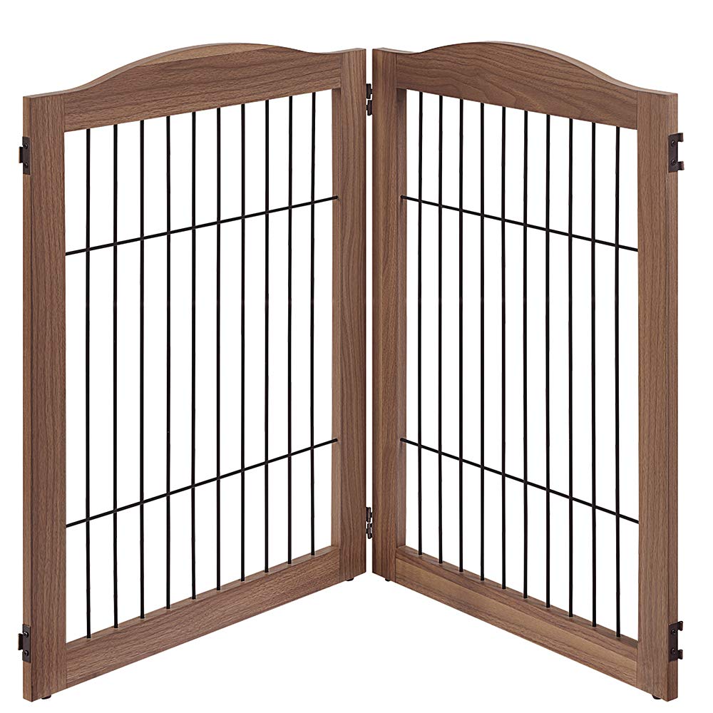 Unipaws 44'' Wide Dog Gate And Extension Kit, Free Standing Pet Gate, Wooden Dog Gates For Stairs, Doorway, Indoor Safety Fence 