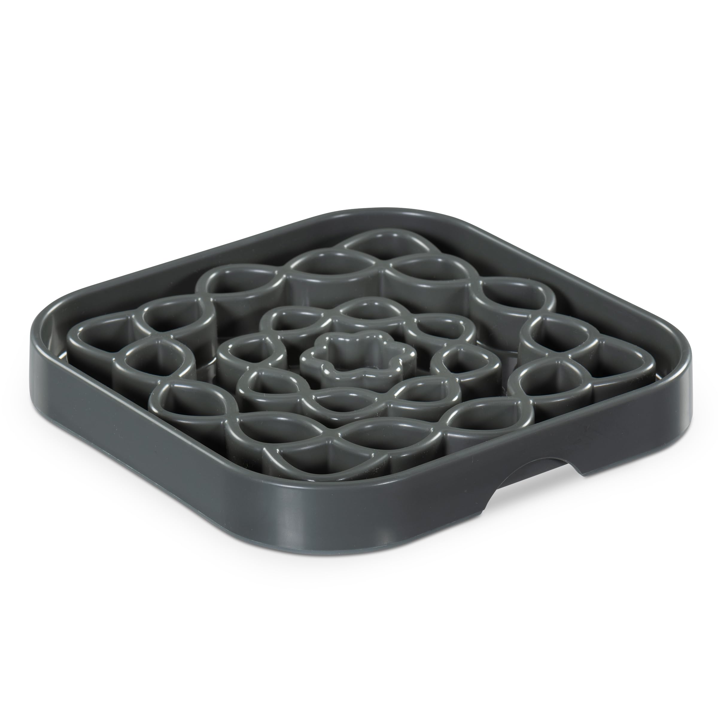 Messy Mutts and Cats Interactive Square Slow Feeder | Cool Grey (2 Cup) | 8    x 8    Square Puzzle Slow Feeder for Dogs/Cats | 