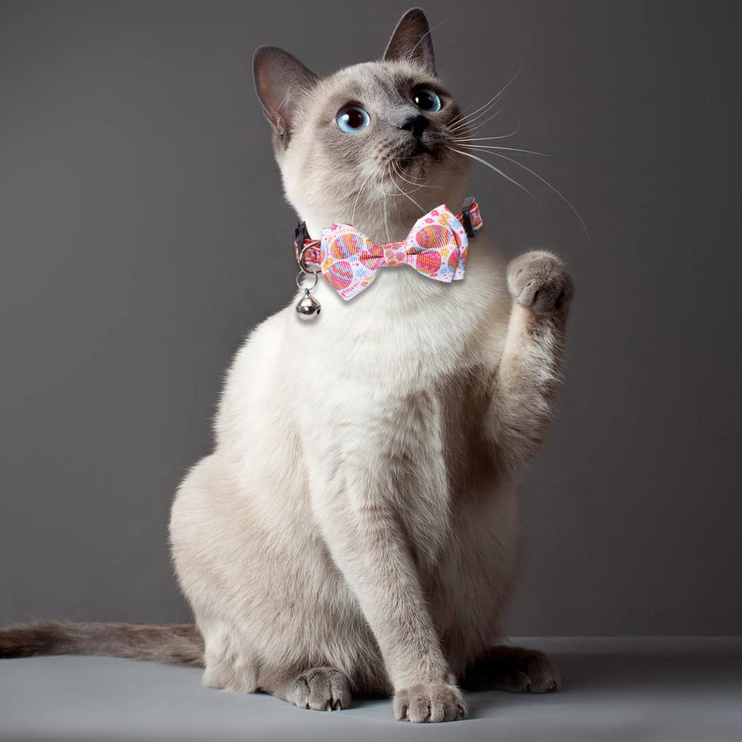 Lamphyface Easter Cat Collar Breakaway With Cute Bow Tie And Bell For Kitty Adjustable Safety Easter Egg Bunny