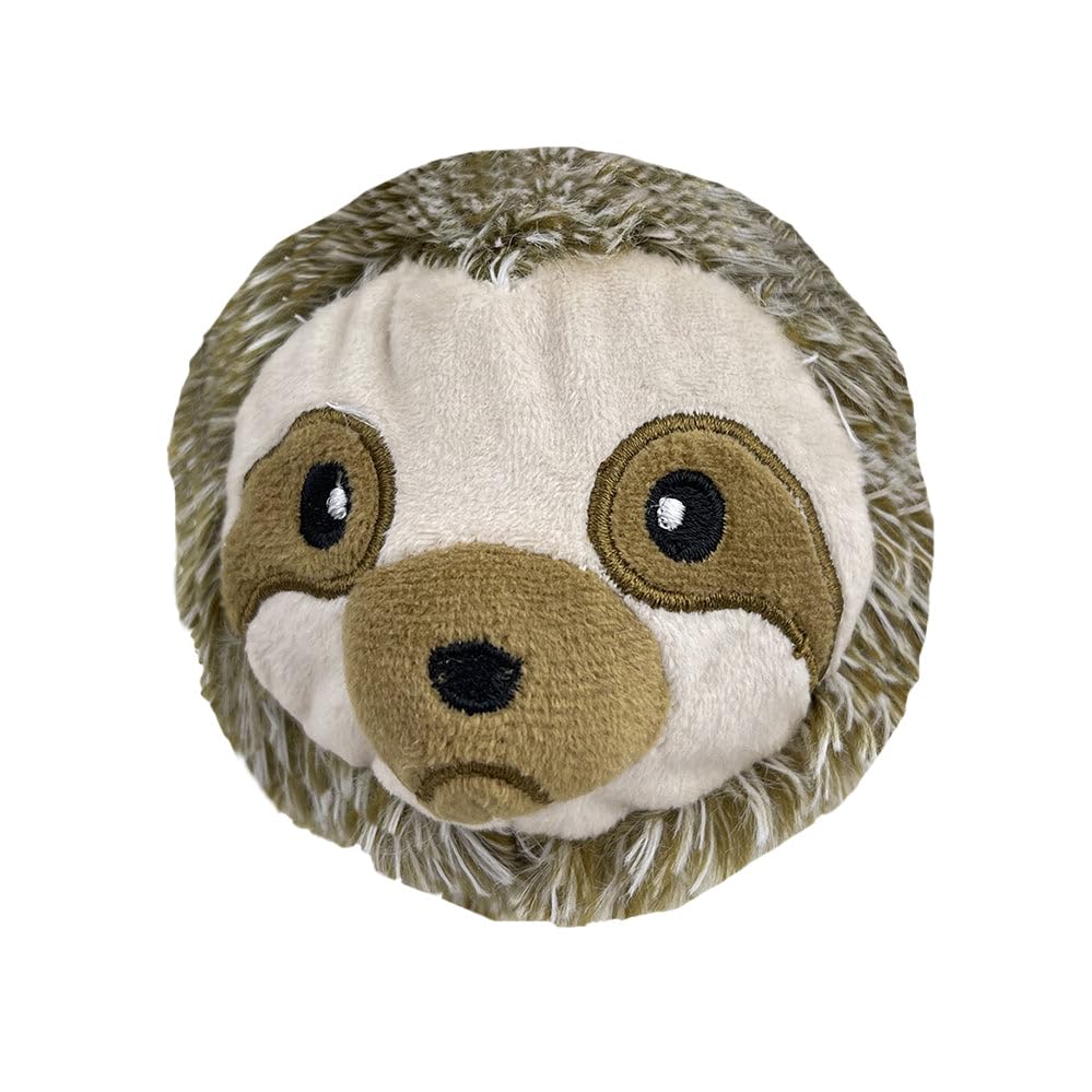 Pet Lou Ez Squeaky Ball Twin Pack, Hedgehog And Sloth, 4-Inches Diameter, Brown, Plush, Pet Toys And Supplies