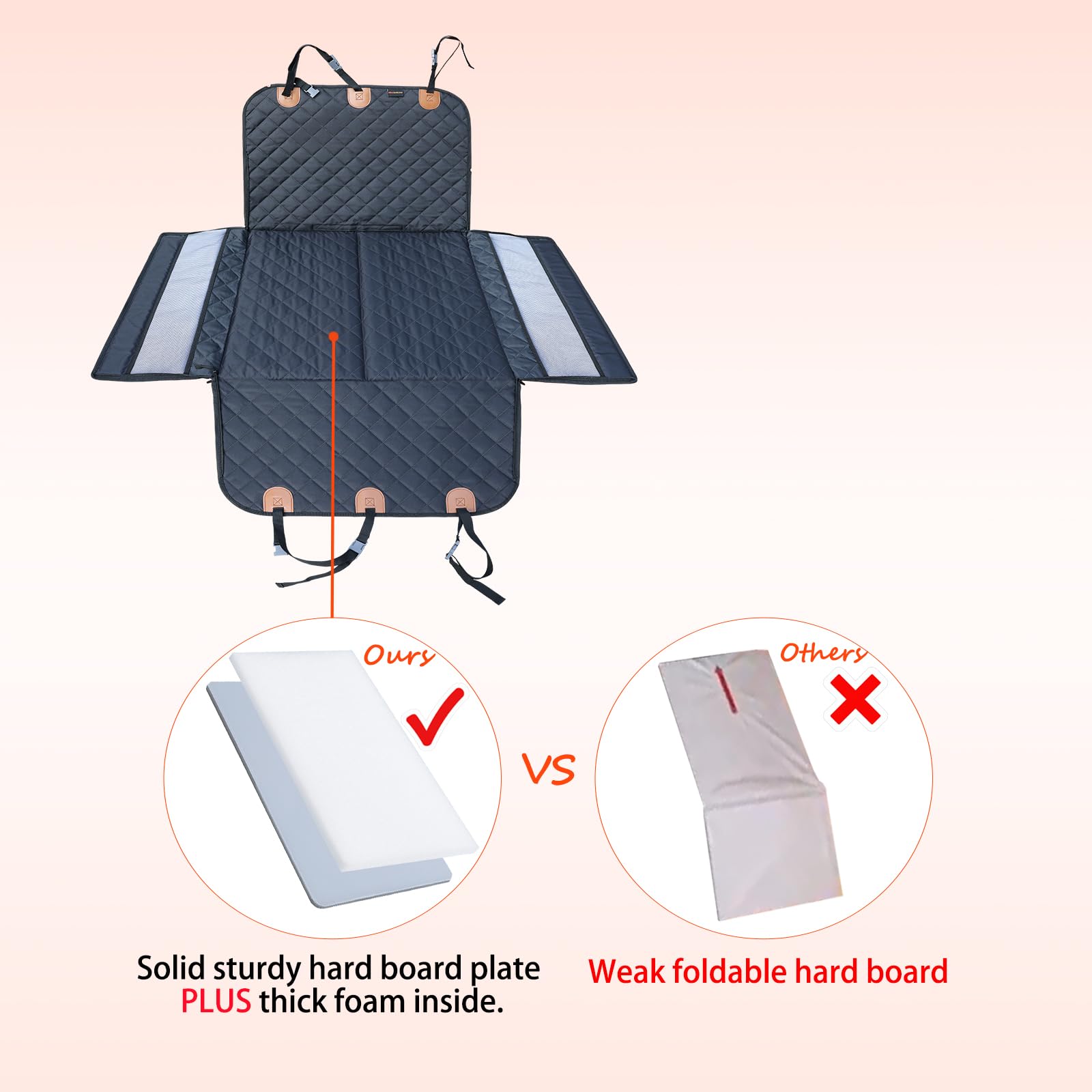 Paw Jamboree Dog Car Seat Cover For Back Seat Hard Bottom Half Dog Car Seat Cover Passenger Friendly Back Seat Extender For Dogs