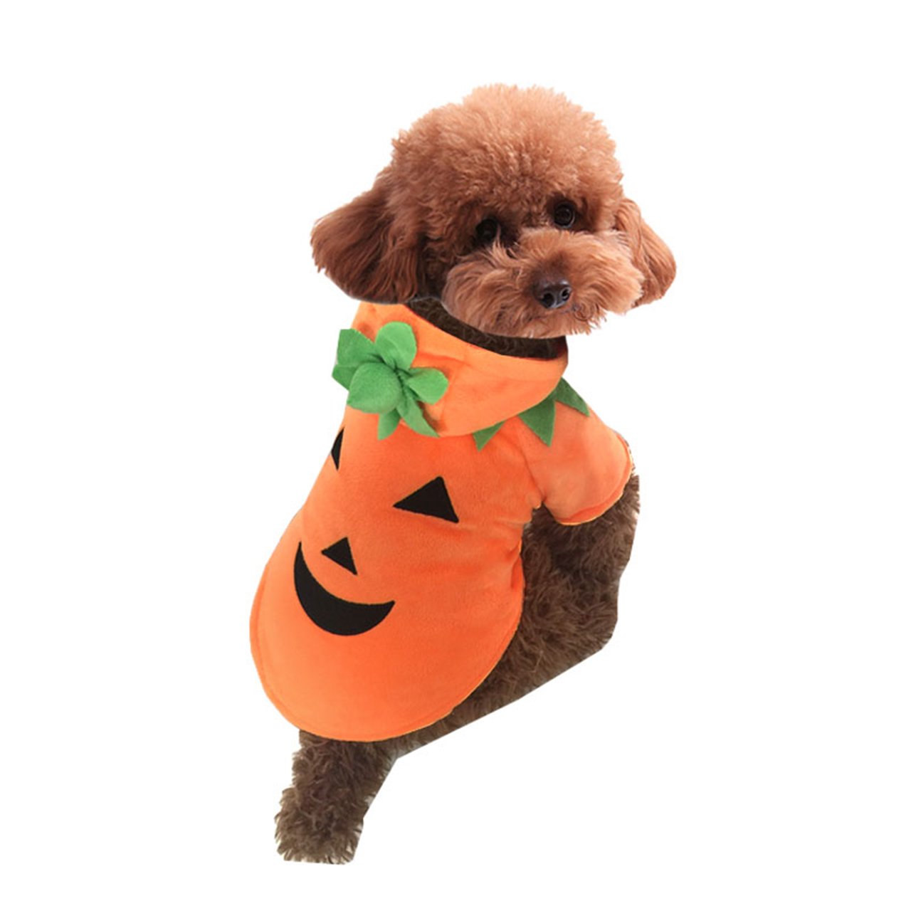Mogoko Dog Cat Halloween Pumpkin Costume,Pet Cosplay Costumes,Puppy Warm Outfits Fleece Hoodie Animal Autumn Winter Clothes (L Size)