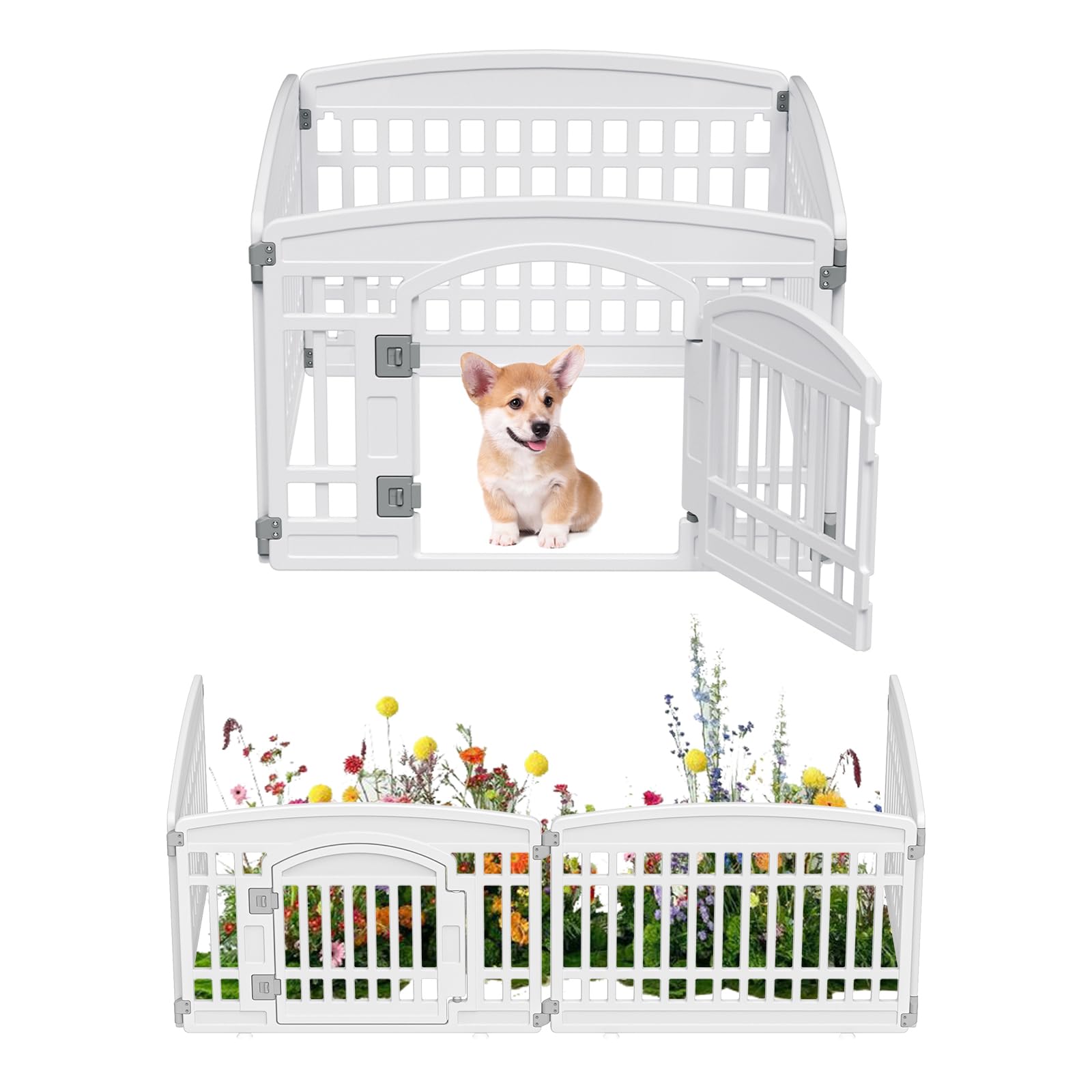 Pet Playpen With Door Dog Playpen Foldable Puppy Playpen For Puppies And Small Dogs 4-Panels Easy Assemble Easy Storing For Indo