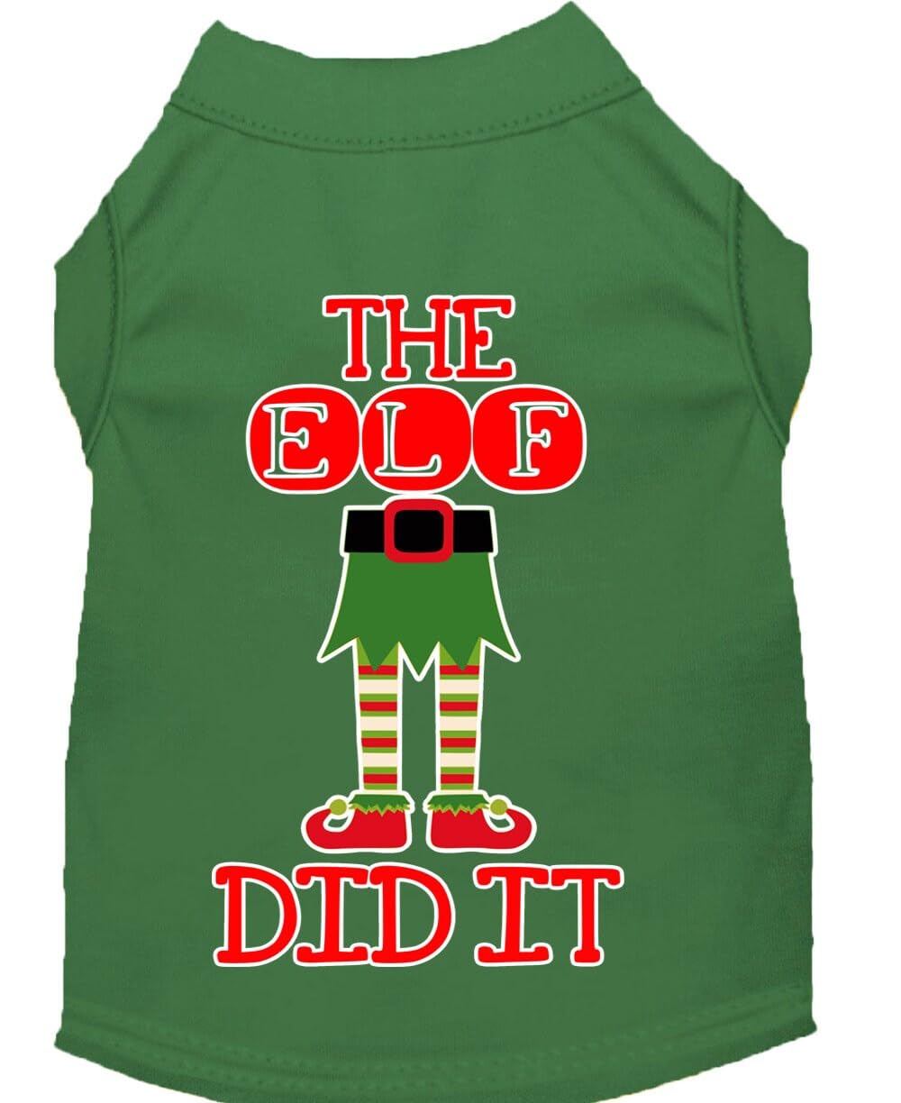 Christmas Pet Dog & Cat Shirt Screen Printed, &quot;The Elf Did It&quot; Blue 2XL (20-25 lbs.)