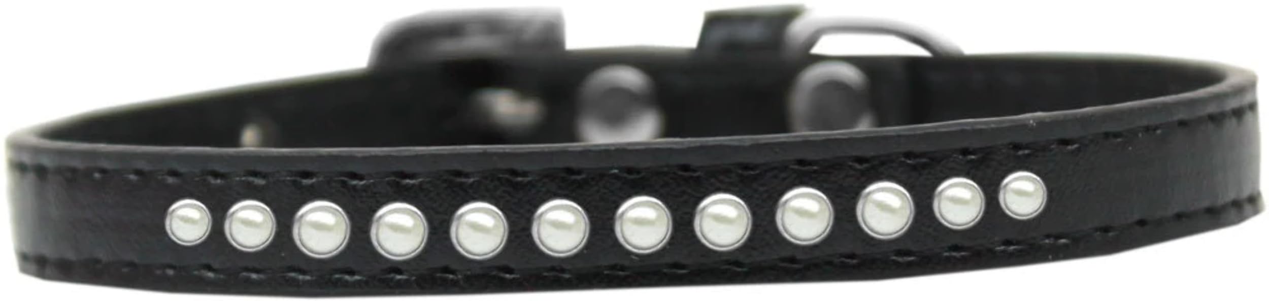 Dog, Puppy & Pet Fashion Collar, One Row Pearl Rimsets - 16 - Bright Pink