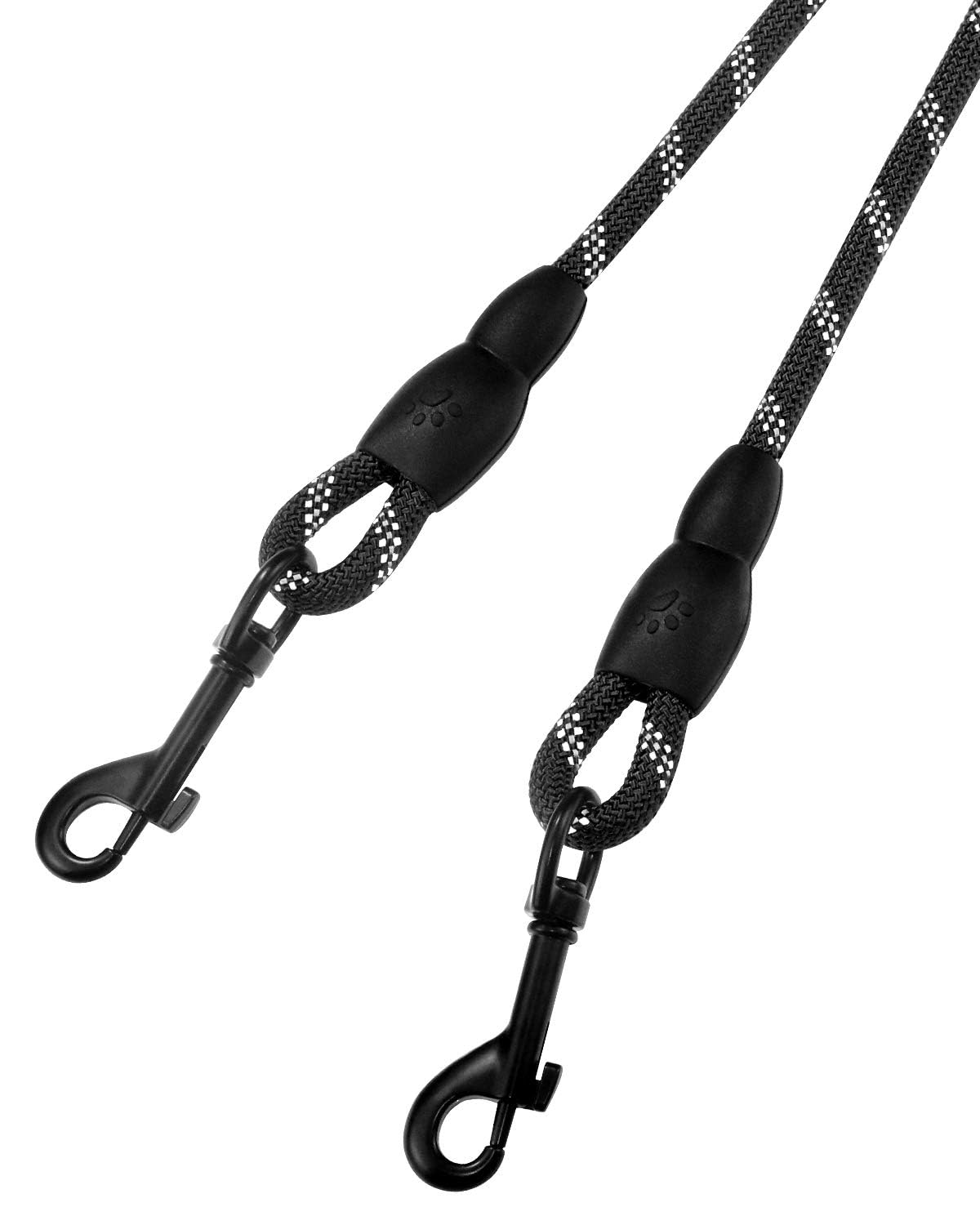 Taglory Double Dog Leash | Reflective Rope | No Tangle | Double Leash For Two Dogs | Puppy Small Medium Breeds | Black