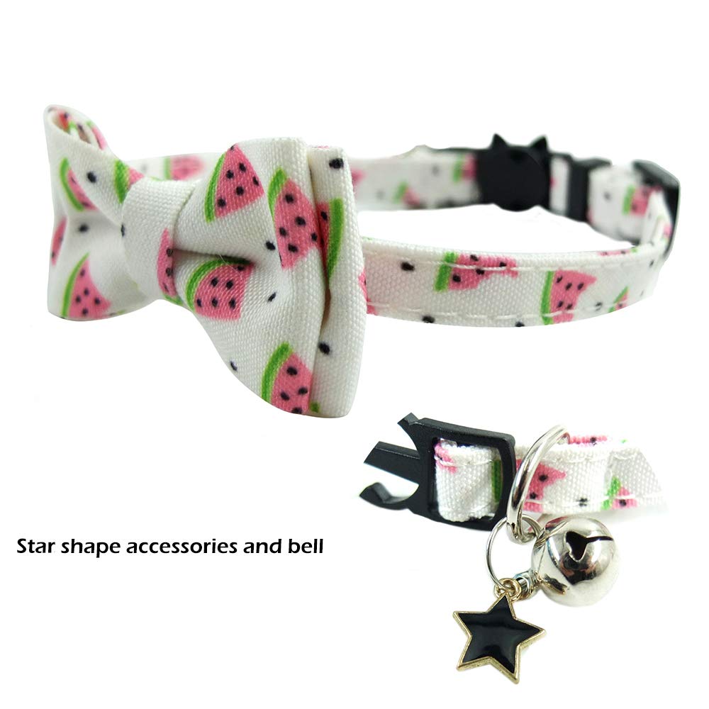 Bowtie Cat Collars Breakaway With Bell, Adjustable Cute Kitty Collars Safety Buckle Kitten Collar For Cat Puppy 7.5-11In