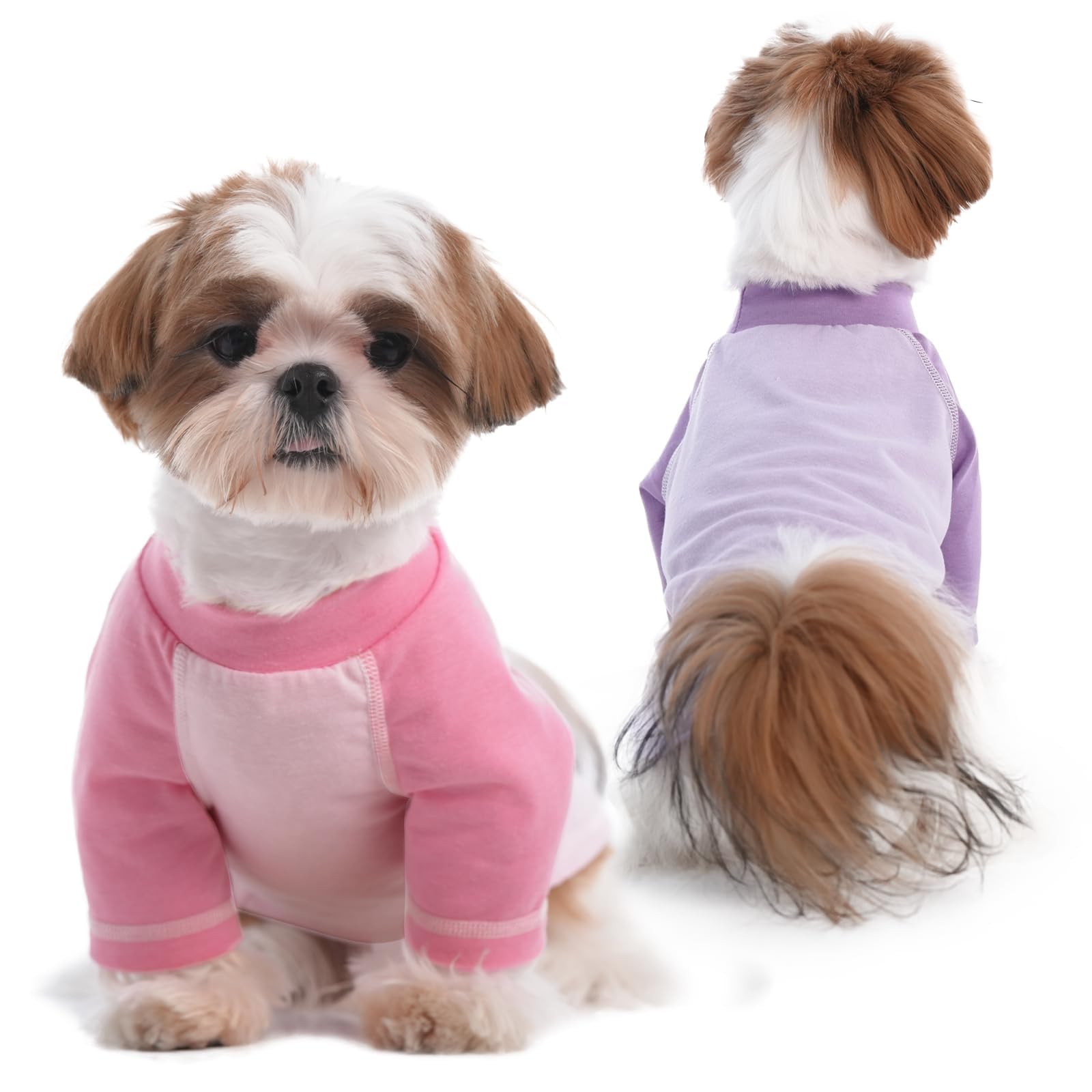 2 Pack Dog Shirts, Pinkpurple, X-Small, Quick-Drying Raglan Sleeves, Soft Tee Shirt, Light And Breathable For Summer, Long Sleev