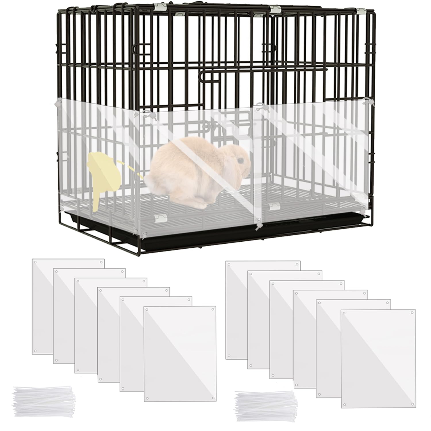 Keyide 12 Pcs Urine Guard For Rabbit, Guinea Pig, Ferret - Transparent 12' X 10' Plastic Sided Liner Cage Accessories Prevent Sc