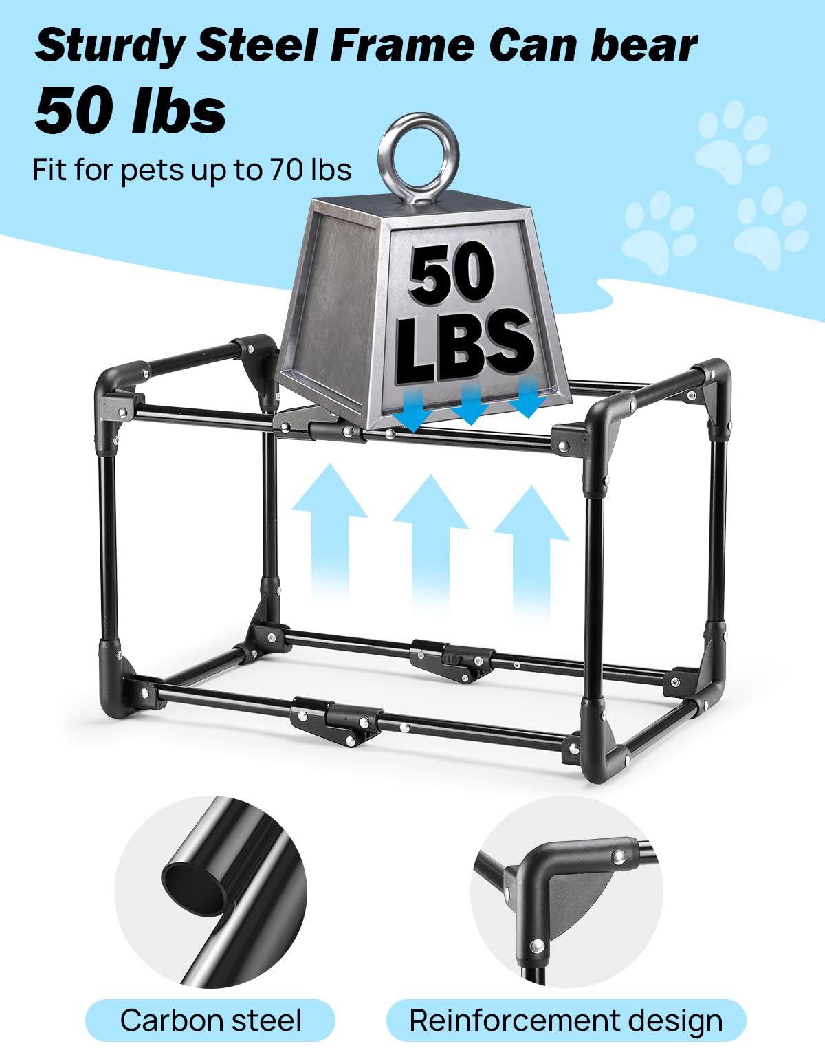 Joytutus Collapsible Dog Crate, 37 Inch Portable Pet Crate For Car, Travel Dog Kennel Foldable Dog Crate For Large Dog 70Lbs, So