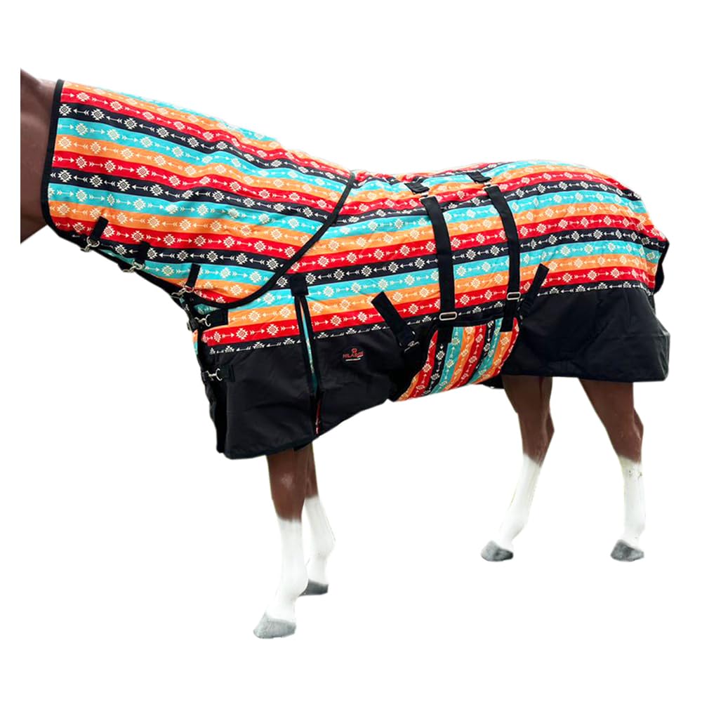 HILASON 1200D Winter Waterproof Poly Horse Hood Turnout Neck Blanket Belly Wrap Tribal | Blankets for Horses