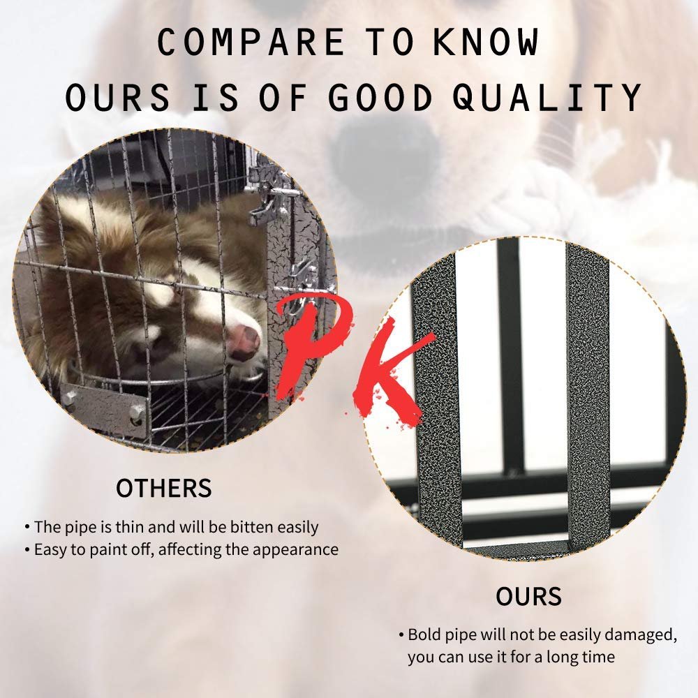Kelixu 46    Heavy Duty Dog Crate Large Dog Cage Metal Dog Kennels And Crates For Large Dogs Indoor Outdoor With Locks, Lockable