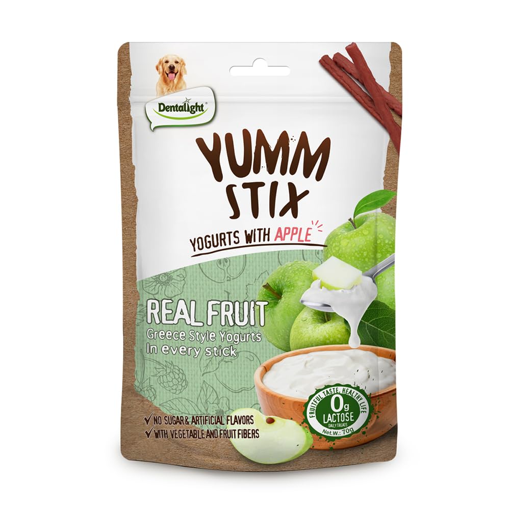 Dentalight - Yumm Stix Tuna Yogurts Stick Dog Treat Training Snack 70g, 2.5 Ounce (70g, Apple)