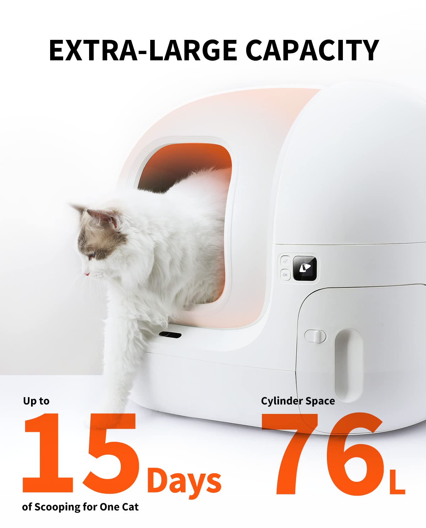 Petkit Puramax Self Cleaning Litter Box With N50 Odor Eliminator, Xsecure Automatic Scooping, Large Space Cat Box With Waste Bag