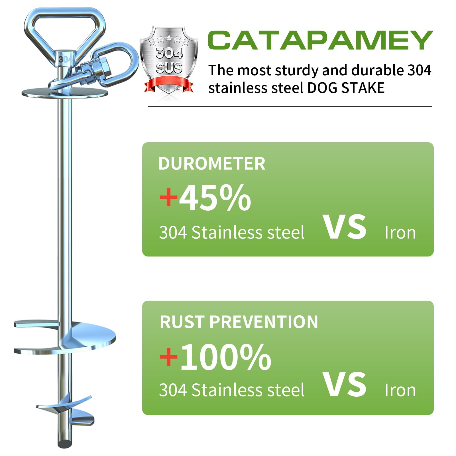 Catapamey Dog Tie Out Cable And Stake,With 45Ft Heavy Duty Cable,360 Swivel Dog Run Stake-No Tangle-Runner For Yard-Suitable For